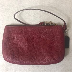 Coach Leather Wristlet Purse - Deep Burgandy